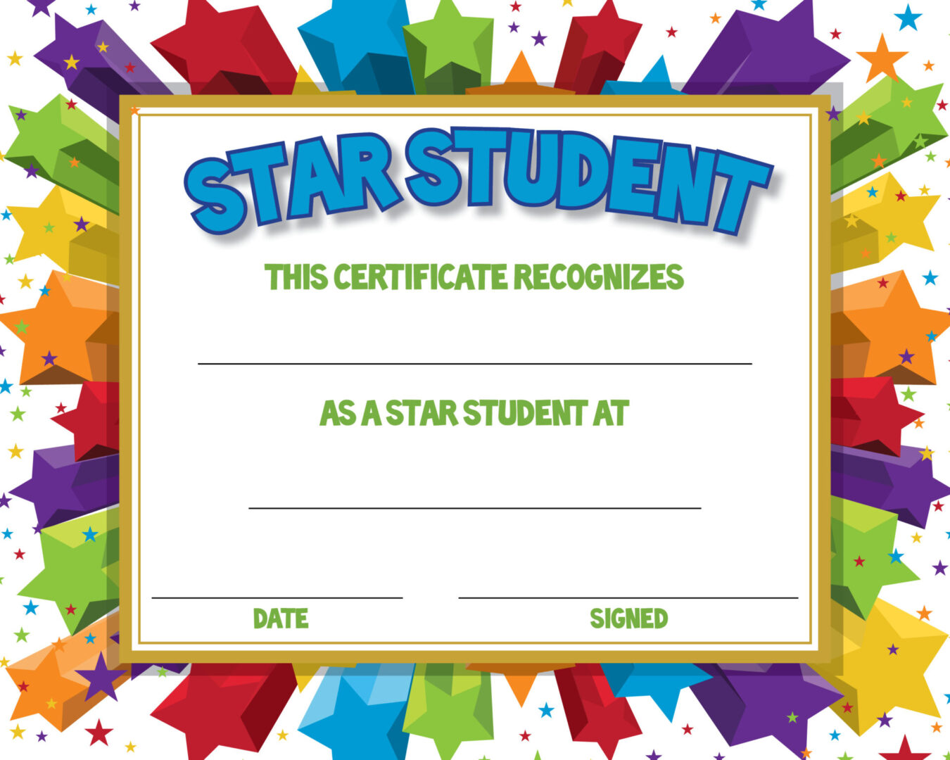 CERTIFICATE FOR STUDENT OF THE MONTH CTSM016 School Photo Marketing